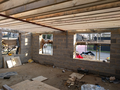Ext. Day. Pub. Interior, Joists looking South East.