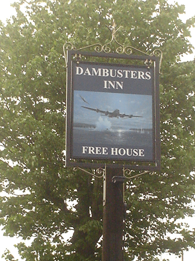 Exterior. Day. 11 May 2018 15:52hrs. Simon Atack’s “HOPGOODS COURAGEOUS RUN” for Dambusters Inn Pub Sign