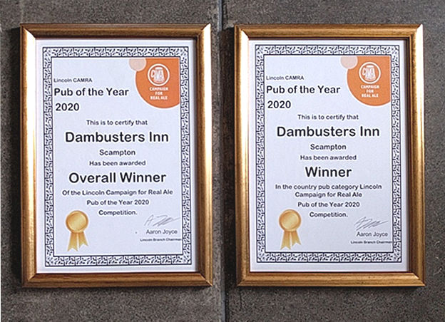 Lincoln CAMRA Awards 2020 — Overall Winner of “Pub of the Year 2020”  and Winner of “Country Pub of the Year 2020”