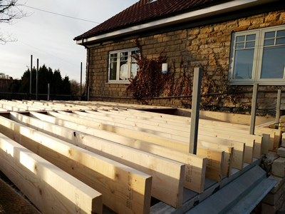 Ext. Day. Pub. Joists, roof looking North West.